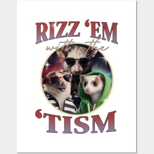 Rizz Em With The Tism Opossums Vintage Funny Possums Autism Awareness Posters and Art